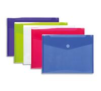 Sachet de 5 pochettes-enveloppes polypropylène - A4 - Couleurs assorties