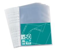Sachet de 50 pochettes perforées A4 polypropylène grainé 4/100e