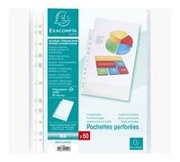 Sachet de 50 pochettes perforées polypropylène grainé 5/100e - A4 - Cristal