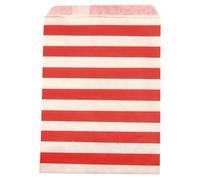 Sachet En Papier Convient Pour Aliments, 12,9x16,8cm, Rayé Rouge, 25 Pièces