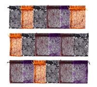 Sachets à Cordon en Organza pour Bonbons, 50 Pièces, Halloween | Motif Toile D’Araignée, Pochettes Réutilisables, Rangement Pratique pour Friandises et Petits Objets, Facile