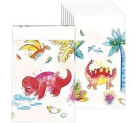 Sachets Anniversaire - Ptit Clown - Dinosaures - Lot De 8 - 13 X 17 Cm - Blanc