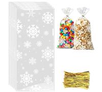Sachets confiseries Noël 100 pièces Sacs cellophane Biscuits 27x12,5cm Rouges Transparents pour Biscuits Faits Maison Cadeaux invités fêtes de Fin d'année Emballage friandises
