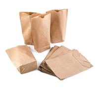Sachets kraft fond croisé, 50 pièces: petit sac papier brun pour cadeau, alimentaire à remplir, emballage bonbon, pochette mariage & fête, 14 x 22 x 5,6 cm