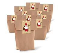 Sachets kraft Noël Saint-Nicolas, 100 pièces: sacs cadeau en papier naturel avec autocollants, pochette pour biscuits, chocolats et petits cadeaux, 14 x 22 x 5,5 cm