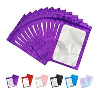 Sachets Mylar 50 Pièces 10,5 x 15 cm Violet, Sachets Zip Refermables Hermétiques, Pochettes Alimentaires pour Snacks, Bonbons, Thé, Café, Bijoux et Cadeaux