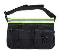 Sacoche à Outils de Taille en Tissu Oxford Noir, Ceinture Réglable | Rangement D’outils, Bandes Réfléchissantes, Poches Verticales Multiples, pour Charpentiers et Monteurs