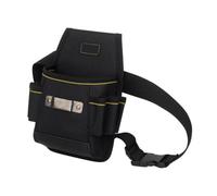 Sacoche à Outils Imperméable en Toile Noire, Pochette de Ceinture | 6 Petites Poches Autour du Compartiment Principal, Sangles Ajustables à Taille, Port Pratique