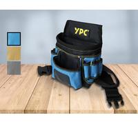 Sacoche à outils YPC Presto XL – Ceinture à outils, ceinture de travail, sacoche à outils imperméable avec boucle pour marteau, ceinture en nylon résistante à la déchirure, 12 poches, bleu-noir, 27 x 