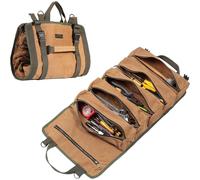 Sacoche de rangement pour outils en toile cirée, 6 poches, couleur kaki