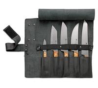 Sacoche en cuir VIVUM, marron, comprenant 5 compartiments et des couteaux