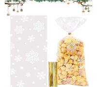 Sacs à Bonbons Noël, 100 pieces Sachet de Biscuit Bonbon de Noel Durable | Sachets De Noël En Cellophane e Transparent Avec Cravates Torsadées pour Fournitures de Fête Noël