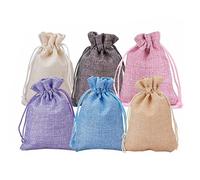 Sacs à cordon en lin 30 pièces, sacs cadeaux de mariage 6 couleurs, qualité réutilisable avec double ficelle, pour les fêtes de mariage de Noël, 3,5 x 4,7 pouces