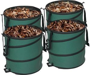 Sacs à déchets de jardin, lot de 4 - Pop-up, pliables - Volume 86 l - Extra robustes - Poignées de transport - Couvercle avec fermeture éclair - Vert clair