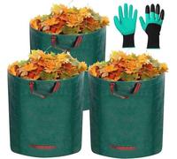 Sacs à déchets de jardin recyclables 272 L - Lot de 3 avec gants de jardinage