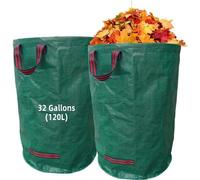Sacs à déchets pour herbe et feuilles, 2 x 120 L, imperméables, résistants, à rabat, sacs à déchets verts