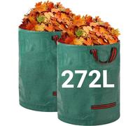 Sacs à feuilles pour déchets de jardin - lot de 2, 272 l - très résistants - réutilisables - indéchirables - plastique - vert militaire