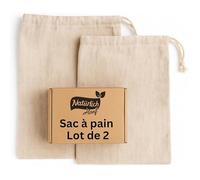 Sacs à pain en tissu 100% chanvre naturel 40x50 cm, lot de 2 CHANVRE NATUREL BOITE A PAIN