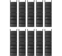 Sacs à plantes suspendus - Planteur vertical monté au mur - 10 pièces - 7 compartiments par sac - 28×100 cm - 10 kg par sac - Feutre respirant - Noir