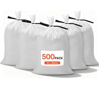 Sacs à sable VEVOR pour inondations, paquet de 500, 400x660 mm, sacs en tissu avec bandes, capacité de charge 22,6 kg, sacs à sable en polypropylène pour inondations, résistants à la déchirure & aux U