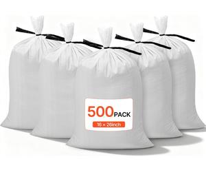 Sacs à sable VEVOR pour inondations, paquet de 500, 400x660 mm, sacs en tissu avec bandes, capacité de charge 22,6 kg, sacs à sable en polypropylène pour inondations, résistants à la déchirure & aux U