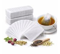 Sacs à Thé Jetables avec Cordon - Lot de 100 Sachets d’Infusion 10 x 8 cm - Pour Thé en Vrac, Tisanes et Herbes - Tissu Non Tissé Blanc