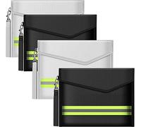 Sacs anti feu,4 porte-documents ignifuges (20 x 14 cm) Sac étanche à feu pour, Fermeture à Zip Sécuritaire, Parfait pour Conserver Objets de Valeur, Passeports, Documents, Argent