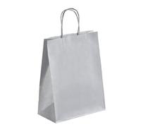 Sacs boutique kraft poignées torsadées argent 30 x 23 x 12 cm - 50 sacs