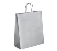 Sacs boutique kraft poignées torsadées argent 40 x 35 x 14 cm - 50 sacs