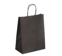 Sacs boutique kraft poignées torsadées noir 30 x 23 x 12 cm - 50 sacs