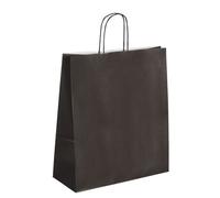 Sacs boutique kraft poignées torsadées noir 40 x 35 x 14 cm - 50 sacs