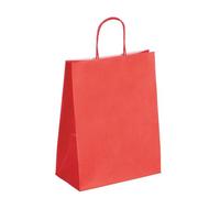 Sacs boutique kraft poignées torsadées rouge 30 x 23 x 12 cm - 50 sacs
