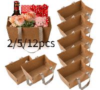 Sacs cabas pour paniers cadeaux DIY en vrac, 5/10/12 pièces plateaux en carton kraft avec poignées, 9,8 X 6,5 X 4,3 pouces, emballage cadeau, convient pour mariage, douche nuptiale, fête de remise des