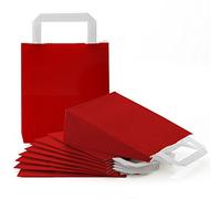 Sacs cadeau rouges avec anses en papier kraft, lot de 25: pochette à remplir pour emballage festif, sac à bricolage, sachet pour friandises, réutilisable à décorer, 18 x 8 x 22 cm