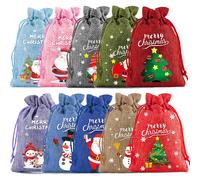 Sacs cadeaux de Noël en jute 10-pack