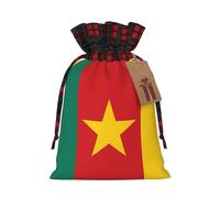 Sacs cadeaux de Noël en lin avec cordon de serrage Motif drapeau du Cameroun
