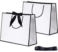 Sacs cadeaux en papier avec poignées - Emballages cadeaux rigides - Comprend des ceintures et des rubans