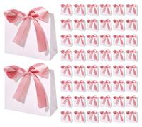 Sacs cadeaux en papier, blanc/rose, 50 pièces, 11,4 x 10 x 4,5 cm