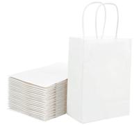 Sacs cadeaux en papier kraft, blancs, 25 pièces, dimensions 33 x 25,4 x 12,7 cm, avec poignées