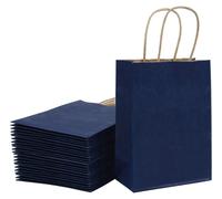 Sacs cadeaux en papier kraft, couleur bleu marine, 25 pièces, dimensions 33 x 25,4 x 12,7 cm, avec poignées