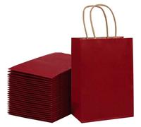 Sacs cadeaux en papier kraft, rouge, 25 pièces, dimensions 33 x 25,4 x 12,7 cm, avec poignées