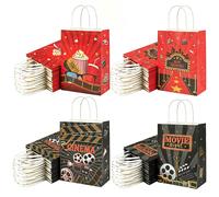 Sacs cadeaux en papier pour soirée cinéma, 4 à 36 pièces, sacs à friandises avec poignées, sacs à bonbons pour fête d'anniversaire sur le thème du cinéma A