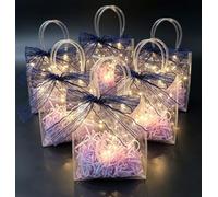 Sacs cadeaux en PVC transparent avec poignées, sac à dragées avec rubans, sacs fourre-tout pour mariage, anniversaire, style 3