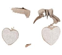 Sacs cadeaux, jute naturel, motif cœur, B04, 10 pièces