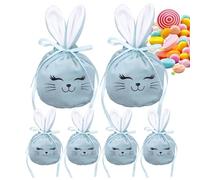 Sacs cadeaux Lapin de Pâques - 6 sacs à cordon de serrage - Sacs à thème lapin en velours - Stockage réutilisable pour collations et friandises - 4,7 x 3,9 pouces | Idéal