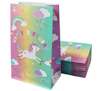 Sacs cadeaux Licorne Sac en papier d'anniversaire Lot de 24 Sac de Bonbon de fête 21 x 12 x 7cm Sacs à papier kraft