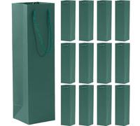 Sacs cadeaux pour bouteille de vin, papier kraft, couleur unie, lot de 12, Vert, 1 count (Pack of 12), Vacances
