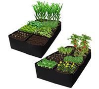 Sacs Carré Contenant de Plantation, Jardinière Surélevée en Tissu de 180×90×30 cm, 8 Grilles Sacs de Culture pour Plantes, Pots Culture Respirant pour Tomates, Fleurs, Légumes, Fraises (2 pièces)