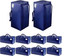 Sacs de déménagement robustes, extra grands, avec bretelles de sac à dos - Lot de 10 - Articles essentiels pour un déménagement - Rangement de Noël - Bleus