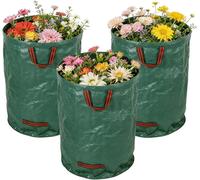 Sacs de jardin 3 pièces - Sacs pour la collecte des déchets de jardin - Pour le ramassage des déchets verts - Poignées de transport renforcées - 56x56x80 cm - Vert
